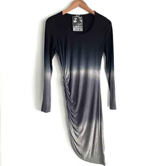 Young Fabulous and Broke long sleeve asymmetrical dress ombré style color sz XS - Picture 1 of 9